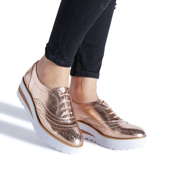 Metallic Platform Oxfords Flash Sales 